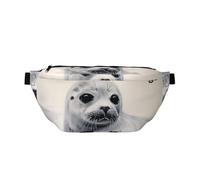 Riñonera grande cruzada para hombres y mujeres, bolsa de pecho hipopótamo, bolsa de cintura ajustable para viajes, Pintura de sello de arpa, Talla única, Estilo retro