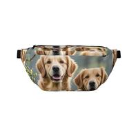 Riñonera grande cruzada para hombres y mujeres, diseño de azulejos coloridos, textura, bolsa de pecho ajustable para viajes, Golden Retrievers, Talla única, Estilo retro
