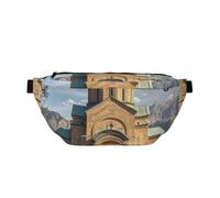 Riñonera grande cruzada para hombres y mujeres, galletas con chispas de chocolate, bolsa de pecho ajustable para viajes, Iglesia armenia, Talla única, Estilo retro