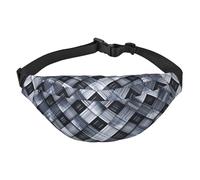 Riñonera grande de tela a cuadros gris y blanca para niños, bolsa de cintura cruzada de viaje, adecuada para disfrutar de deportes, correr, ciclismo, viajes, pesca
