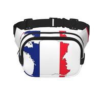 Riñonera grande negra con estampado de mapa de la bandera francesa para mujer, riñonera cruzada de nailon a la moda, Negro -, Talla única