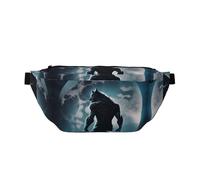 Riñonera grande para mujeres y hombres, cruzada, bolsa cruzada de viaje con diseño de guerrero y lobo lunar para mujer, a la moda, riñonera para mujeres, hombres, bandolera con correa ajustable