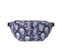 Riñonera grande para mujeres y hombres, cruzada, bolsa cruzada de viaje de cristal con diseño de calavera y flores para mujer, a la moda, bolsa de cinturón para mujeres y hombres, bolsa de cintura