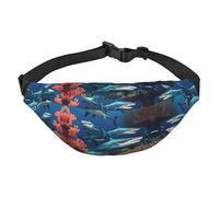 Riñonera grande Submarine Shark Coral para niños, bolsa cruzada de viaje, adecuada para disfrutar de deportes, correr, ciclismo, viajes, pesca