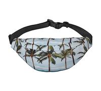 Riñonera hawaiana con diseño de surfista ondulado, ajustable, grande, riñonera de viaje, unisex, Black, Talla única, Mochila informal