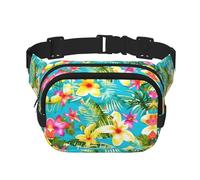 Riñonera hawaiana de estilo veraniego para mujeres y hombres, riñoneras de moda para entrenamiento, correr, viajar, senderismo, Black, Talla única