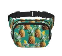 Riñonera hawaiana de piña tropical para mujeres y hombres, riñoneras de moda para entrenamiento, correr, viajar, senderismo, Black, Talla única