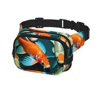 Riñonera HD con estampado de peces Koi para hombres y mujeres con cinturón ajustable para entrenamiento al aire libre