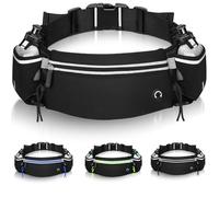 Riñonera Hidratacion Running Trail Negro (+2 Botella 175 ml) ✮GARANTÍA✮ Cinturon Trail Running Mujer y Hombre para Trekking Correr Gym Deporte Impermeable Belt Movil Porta Accesorios Agua Phone Llave