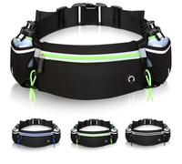 Riñonera Hidratacion Running Trail Verde (+2 Botella 175 ml) ✮GARANTÍA✮ Cinturon Trail Running Mujer y Hombre para Trekking Correr Gym Deporte Impermeable Belt Movil Porta Accesorios Agua Phone Llave