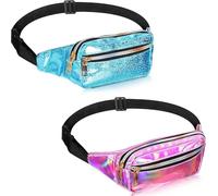 Riñonera holográfica Bolsa Riñonera holográfica Brillante de 2 Piezas, Bolsa de neón Impermeable for Festivales, Fiestas, Viajes, Rave, Senderismo, Actividades al Aire Libre(Brown)