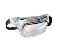 Riñonera holográfica para mujer/hombre, de PVC, impermeable y brillante, con láser y ajustable.