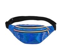 Riñonera holográfica para mujer, riñonera brillante con purpurina, riñonera impermeable, bolsa holográfica arcoíris, accesorio de moda para aventuras al aire libre, Blue, Refer to description, Unisex