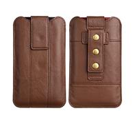 Riñonera Hombre Cuero para Movil, Bolso de Cintura per Teléfono MóvilMarrón, Multifunción Senderismo Bolsa de Cuero para Cinturón de Teléfono para Hombres y Mujeres con Trabillas de Clip, Café