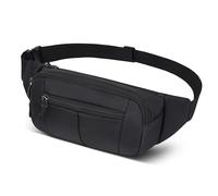 Riñonera Hombre Mujer Deportiva Unisex con 4 Bolsillos con Cremallera Bolsa para Entrenamiento al Aire Libre Viajes Casual Correr Senderismo (Negro#1)