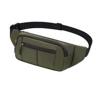 Riñonera Hombre Mujer Deportiva Unisex con Cinturón Ajustable Extendido de 30 cm y 4 Bolsillos con Cremallera Bolsa para Entrenamiento al Aire Libre Viajes Casual Correr Senderismo (Oliva#1)