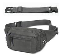 Riñonera Hombre Mujer Deportiva Unisex con Cinturón Ajustable Extendido de 30 cm y 6 Bolsillos con Cremallera Bolsa para Entrenamiento al Aire Libre Viajes Casual Correr Senderismo (Gris Oscuro)