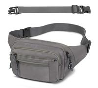 Riñonera Hombre Mujer Deportiva Unisex con Cinturón Ajustable Extendido de 30 cm y 6 Bolsillos con Cremallera Bolsa para Entrenamiento al Aire Libre Viajes Casual Correr Senderismo Gris