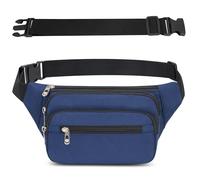 Riñonera Hombre Mujer Deportiva Unisex con Cinturón Ajustable Extendido de 60 cm y 4 Bolsillos con Cremallera Bolsa para Entrenamiento al Aire Libre Viajes Casual Correr Senderismo Azul Oscuro