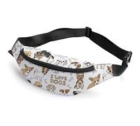Riñonera I Love Dogs Hummingbirds Butterflies Palm Leaves, riñonera Deportiva para niños y Adultos para Hombres y Mujeres