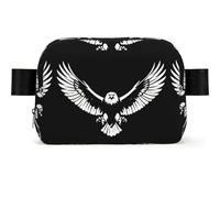 Riñonera impermeable con águila blanca y negra para hombres y mujeres, riñonera ajustable para viajes, bolsa cruzada ligera para correr, gimnasio