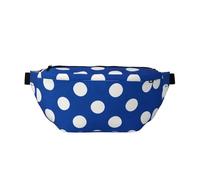 Riñonera impermeable con diseño de lunares blancos y azul marino para gimnasio, con correa ajustable