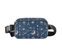 Riñonera impermeable con estampado floral de cachemira con diseño floral de acuarela con correa ajustable para viajes y compras, Mandala Moon Sun Zodiac, 1 Size
