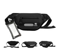 Riñonera impermeable de alta calidad para deportes acuáticos, 100% impermeable con tira reflectante, ideal para esnórquel, kayak, surf, navegación y remo, cinturón de cintura ajustable, Negro -,