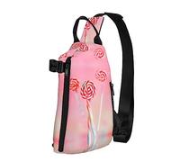 Riñonera impermeable de fibra de poliéster - Mochila con 4 compartimentos de bolsillo, ideal para actividades al aire libre, piruleta colorida, colorful lollipop, Talla única