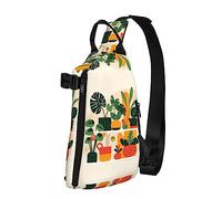 Riñonera impermeable de fibra de poliéster - Mochila con 4 compartimentos de bolsillo, ideal para actividades al aire libre, plantas verdes en maceta de interior, Caricatura en maceta de tortuga