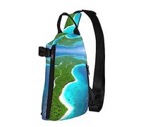 Riñonera impermeable de fibra de poliéster, mochila con 4 compartimentos de bolsillo, ideal para actividades al aire libre, tortuga y peces, Una isla en el océano, Talla única