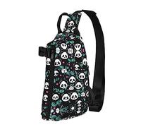 Riñonera impermeable de fibra de poliéster, mochila con 4 compartimentos de bolsillo, ideal para actividades al aire libre, rodajas de cítricos rosa y azul, Cara linda panda, Talla única