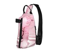 Riñonera impermeable de fibra de poliéster, mochila con 4 compartimentos, ideal para actividades al aire libre, hojas de plantas encantadas, Escalera Blanca Cherry Blossom, Talla única