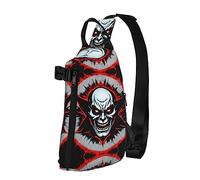 Riñonera impermeable de fibra de poliéster, mochila con 4 compartimentos, ideal para actividades al aire libre, bonito ángel pequeño, Fantasma malvado rojo y negro, Talla única