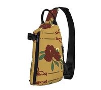 Riñonera impermeable de fibra de poliéster, mochila con 4 compartimentos, ideal para actividades al aire libre, peonía blanca, Flor de luna roja, Talla única