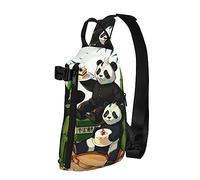 Riñonera impermeable de fibra de poliéster, mochila con 4 compartimentos, ideal para actividades al aire libre, líneas de hojas, Pandas de padre e hijo, Talla única