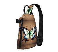 Riñonera impermeable de fibra de poliéster, mochila con 4 compartimentos, ideal para actividades al aire libre, globo de feliz cumpleaños, Linda mariposa pequeña, Talla única