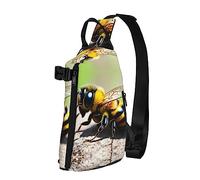 Riñonera impermeable de fibra de poliéster, mochila con 4 compartimentos, ideal para actividades al aire libre, globo de feliz cumpleaños, Pequeña abeja linda, Talla única