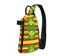 Riñonera impermeable de fibra de poliéster, mochila con 4 compartimentos, ideal para actividades al aire libre, bandera de Canadá retro, Bandera hawaiana nativa, Talla única