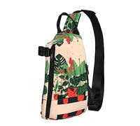 Riñonera impermeable de fibra de poliéster, mochila con 4 compartimentos, ideal para actividades al aire libre, peonía blanca, Bambú de tortuga en maceta, Talla única