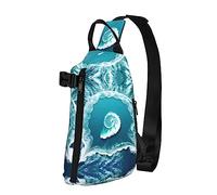 Riñonera impermeable de fibra de poliéster, mochila con 4 compartimentos, ideal para actividades al aire libre, patrones geométricos, Sea Of Love, Talla única