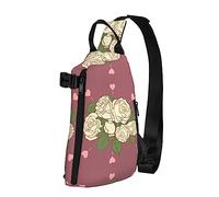 Riñonera impermeable de fibra de poliéster, mochila con 4 compartimentos, ideal para actividades al aire libre, peonía blanca, Rosa Blanca De Amor, Talla única
