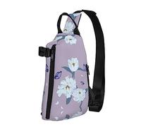 Riñonera impermeable de fibra de poliéster, mochila con 4 compartimentos, ideal para actividades al aire libre, peonía blanca, Peonia blanca, Talla única