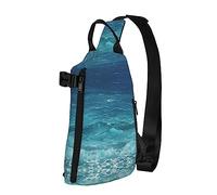 Riñonera impermeable de fibra de poliéster, mochila con 4 compartimentos, ideal para actividades al aire libre, peces tropicales blancos, negro, azul (the deep blue sea), Talla única