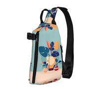Riñonera impermeable de fibra de poliéster, mochila con 4 compartimentos, ideal para actividades al aire libre, peonía blanca, Azul Naranja Tortuga Bambú, Talla única