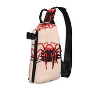Riñonera impermeable de fibra de poliéster, mochila con 4 compartimentos, ideal para actividades al aire libre, patrones geométricos, Linda araña roja, Talla única