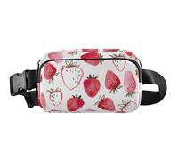 Riñonera impermeable de Fresh Strawberries Pink para mujer, antirrobo, riñonera de viaje de dibujos animados para hombres, fresas frescas, rosa, 8 x 5.3 x 2.3 pulgadas, divertida linda, rosa fresas
