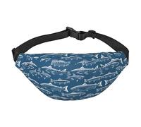 Riñonera impermeable de poliéster para hombre, ligera y duradera, ideal para mujeres y hombres, águila calva patriótica con bandera estadounidense, Ocean Fishes, Talla única