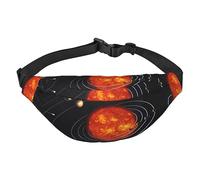 Riñonera impermeable de poliéster para hombre, ligera y duradera, ideal para mujeres y hombres, águila calva patriótica con bandera estadounidense, Sistema Solar Galaxia del Espacio Exterior, Talla