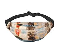 Riñonera impermeable de poliéster para hombre, ligera y duradera, ideal para mujeres y hombres, águila calva patriótica con bandera estadounidense, Velero Náutico, Talla única